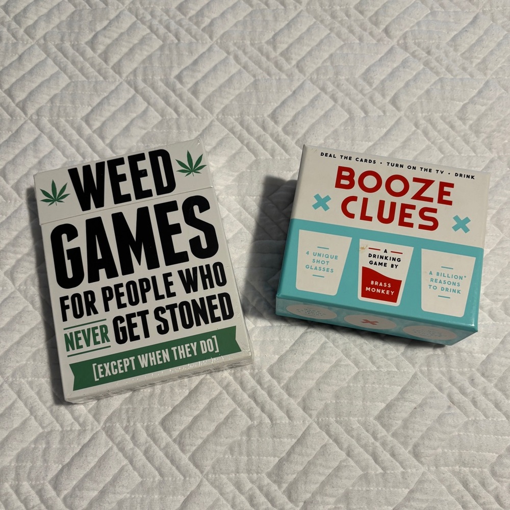 Weed Games for People Who Never Get Stoned and Booze Clues. Both NEW